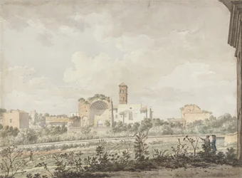 Tempel av Venus och Rom, Rom, 1781 (wc med penna och brunt bläck över penna på papper)